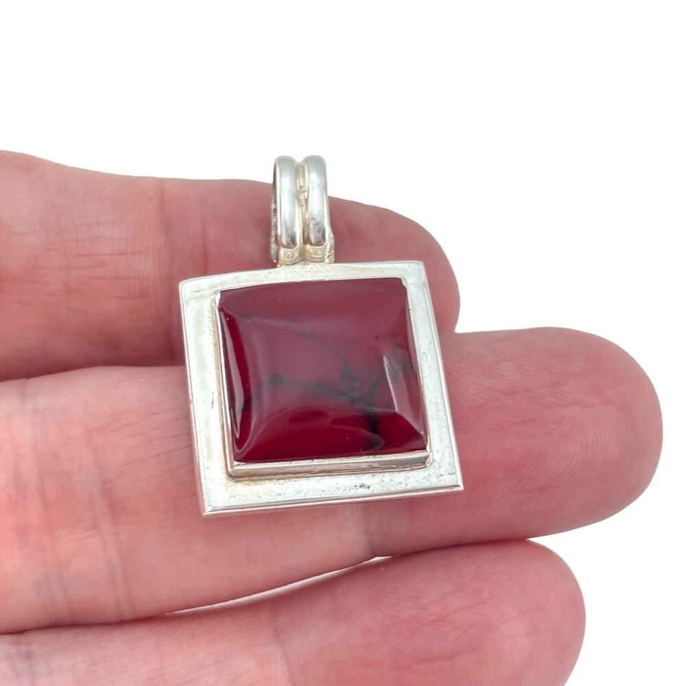 Vintage Mexican Sterling Silver 925 Red Jasper Pendant